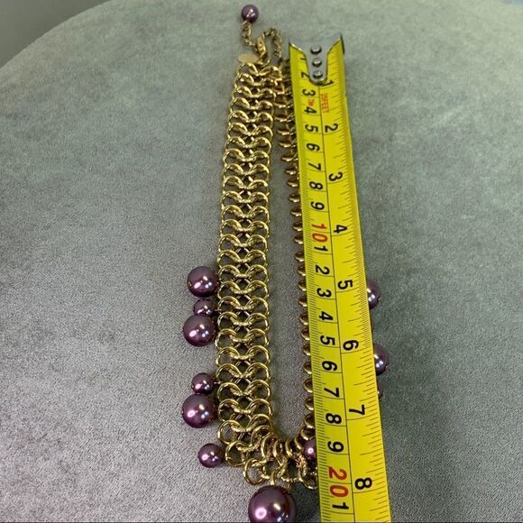 VINTAGE Kenneth Jay Lane Rare Gold Amethyst Purple Glass PEARLNecklace bracelet - Picture 15 of 17